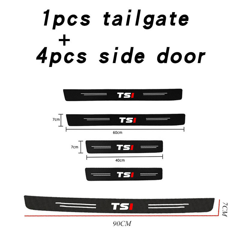 Crepe Pan Carbon - Autodeur dorpelbeschermende stickers voor Volkswagen VW